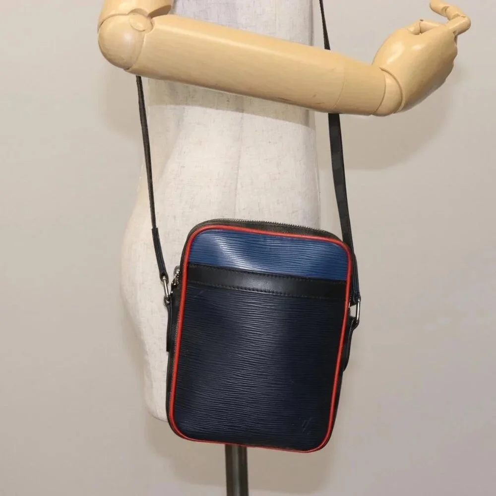 LOUIS VUITTON Epi Damier Graphite Danube PM Bag Navy M51460 LV Auth BA6348